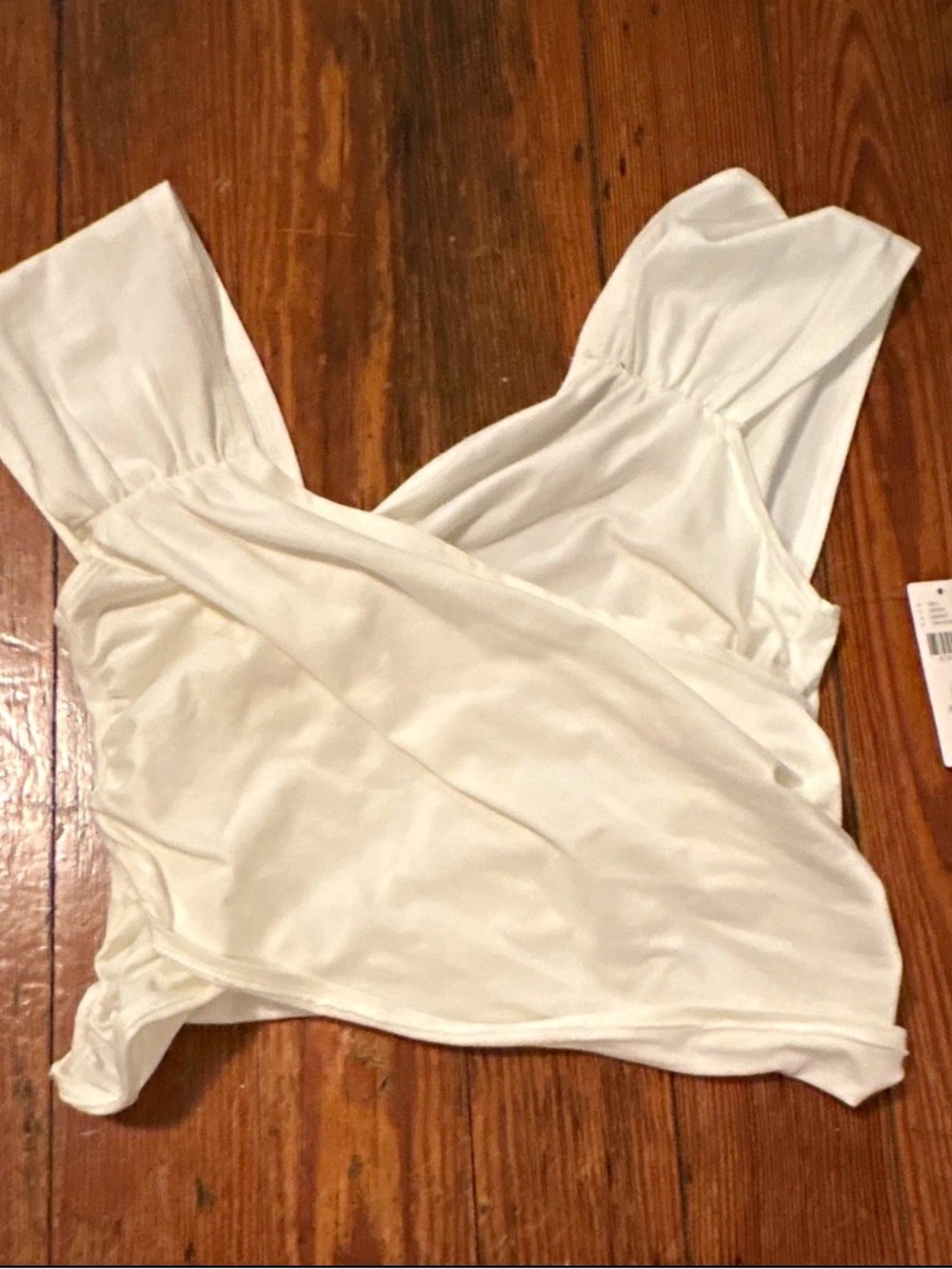 Anthropologie White Cross-Front Crop Tank